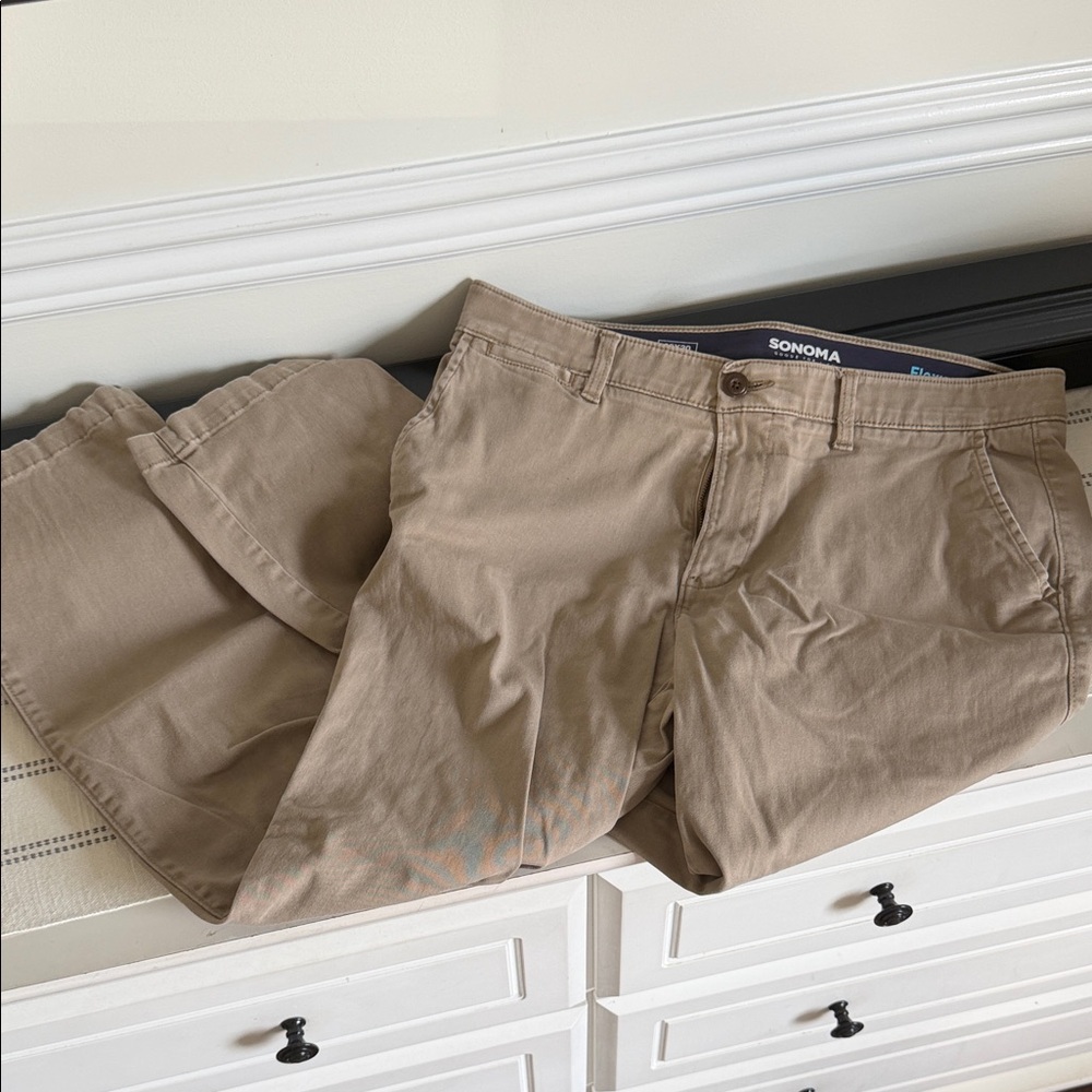 Sonoma Men's Khaki/Tan Straight-Leg Chinos